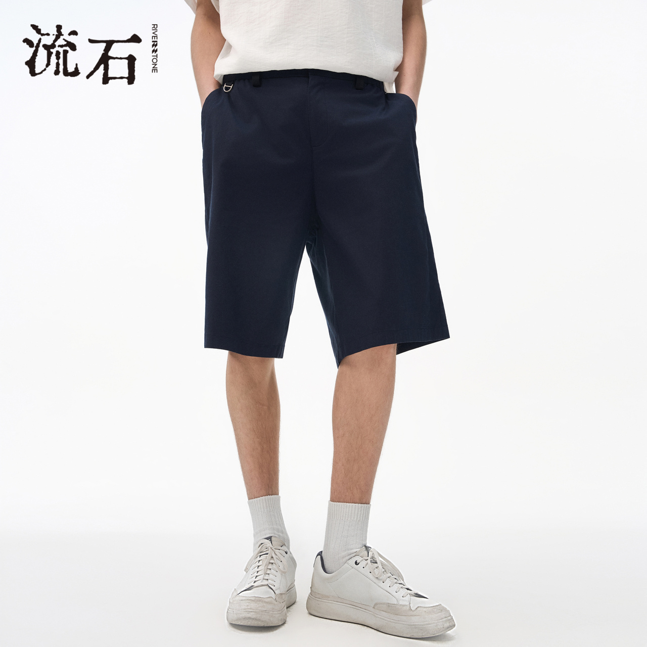 流石男装透气亚麻经典休闲短裤子