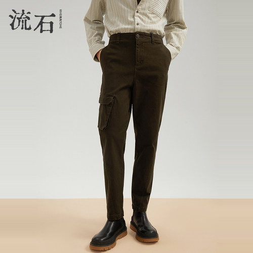 流石男装宽松复古加厚保暖休闲裤