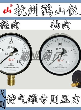 杭州鹳山鹤山仪表储气罐管道水压表气压表蒸汽Y100/Y100Z压力表