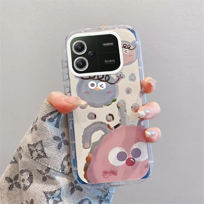 红米note系列可爱毛绒煤球手机壳