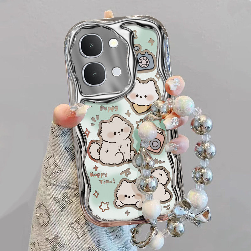 适用vivoY500i手机壳新款卡通时尚创意小白狗V2531A电镀硅胶保护套全包边防摔外壳时尚带挂绳,3C数码配件,手机保护套/壳,淘宝优惠券,粉丝福利购,淘宝优惠卷