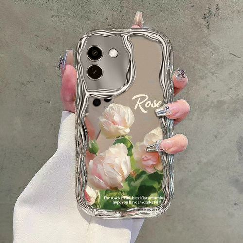 vivoY系列艺术轻奢白玫瑰手机壳