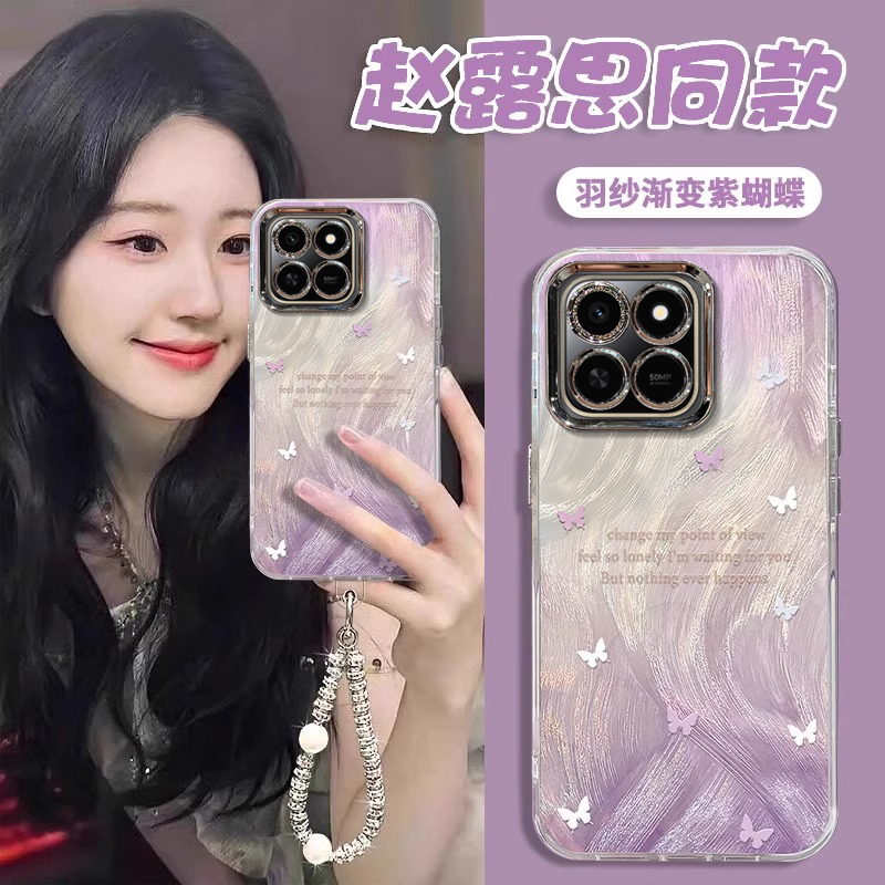 适用荣耀Play系列渐变紫蝴蝶外壳