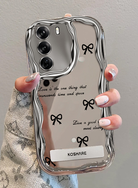 适用于OPPOReno12pro手机壳11新款Reno10pro+电镀9奶油纹8网红7SE时尚防摔Reno5K英文蝴蝶结Reno6保护套Reno3