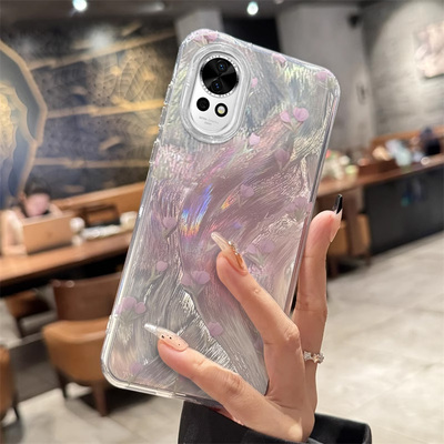 华为nova系列创意渐变羽纱花朵壳