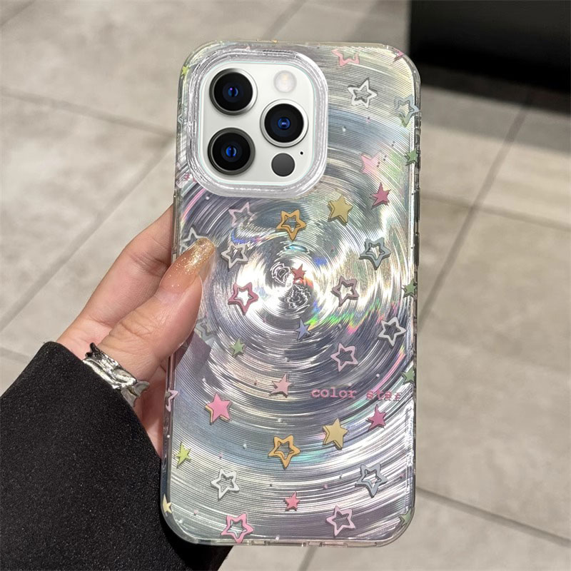 适用苹果16promax手机壳15pro新款14时尚13流光壳12创意11全包8潮流7plus彩色星星6splus女款xr防摔xs保护se3