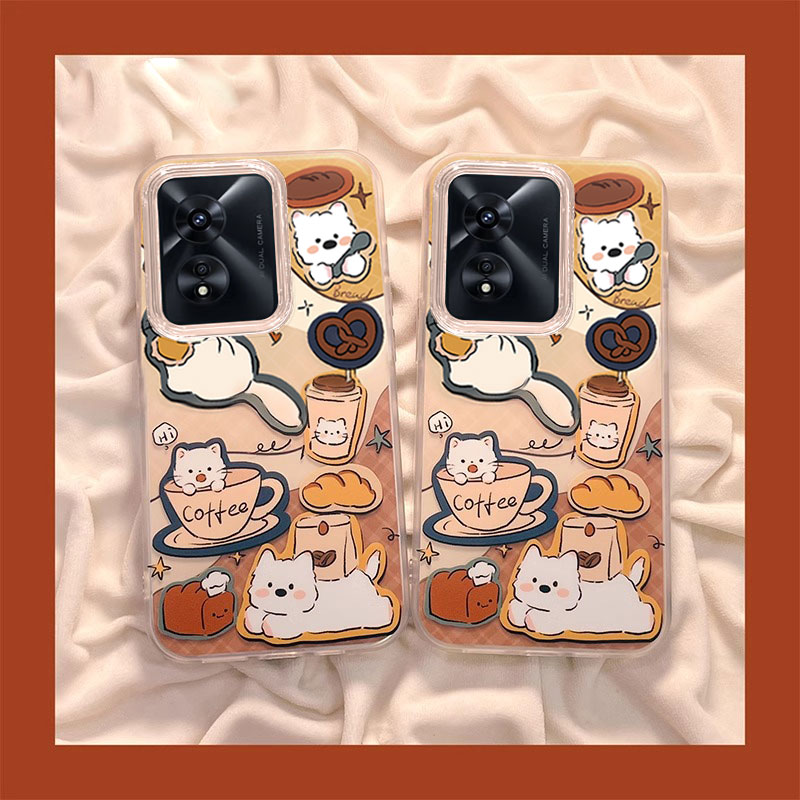 适用OPPOA系列可爱咖啡猫咪外壳