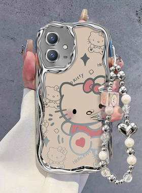 适用iQOOU5e手机壳卡通可爱iQOOU3x标准版新款爱心kt猫iQOOU3电镀奶油纹iQOOU1x硅胶保护套全包防摔壳