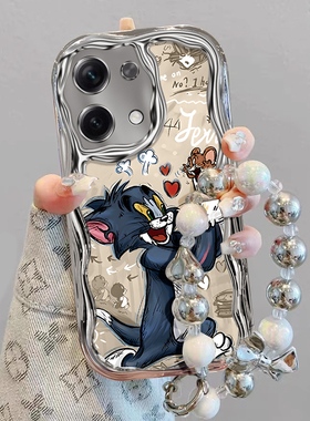 适用于红米note14pro+手机壳新款13Rpro电镀奶油纹note12turbo可爱猫和老鼠note11Tpro+网红10女9防摔R保护套