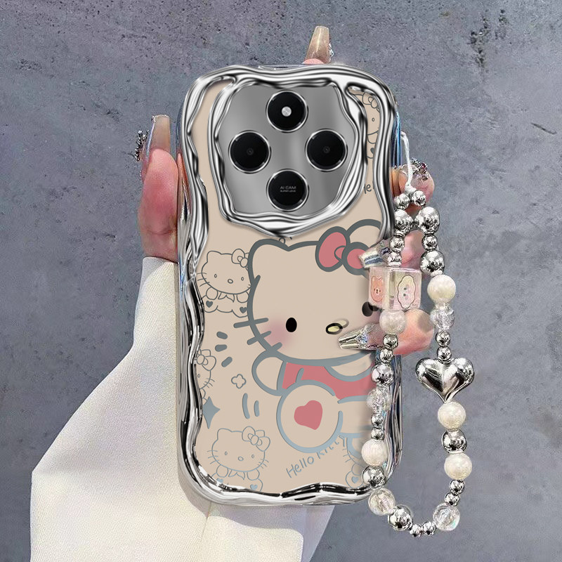 适用红米15C新款手机壳14R卡通14C创意13R爱心kt猫13C电镀奶油纹12r硅胶11A保护套9a全包防摔