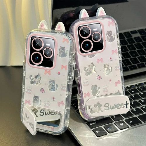 适用真我GT系列猫咪蝴蝶结手机壳