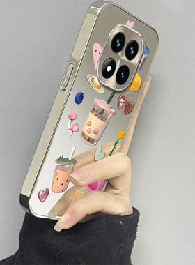 适用红米note14Pro+手机壳13Pro新款12turbo个性12Pro极速版电镀镜面11TPro/11EPro蛋糕奶茶7/8女款12R保护套