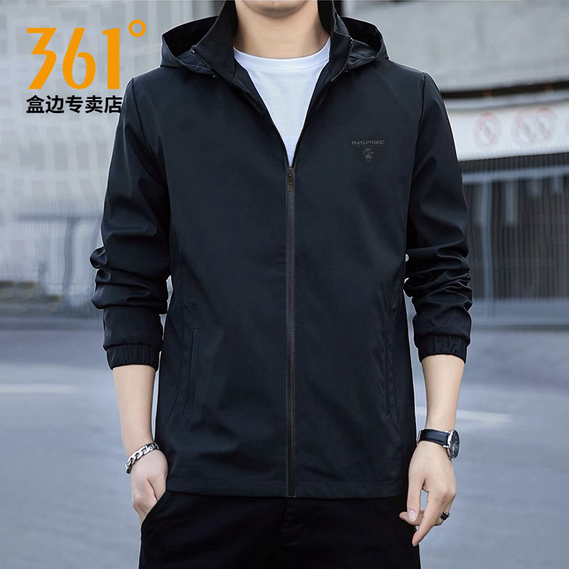 361连帽风衣外套男2025秋季新款防风户外跑步训练休闲潮流运动服