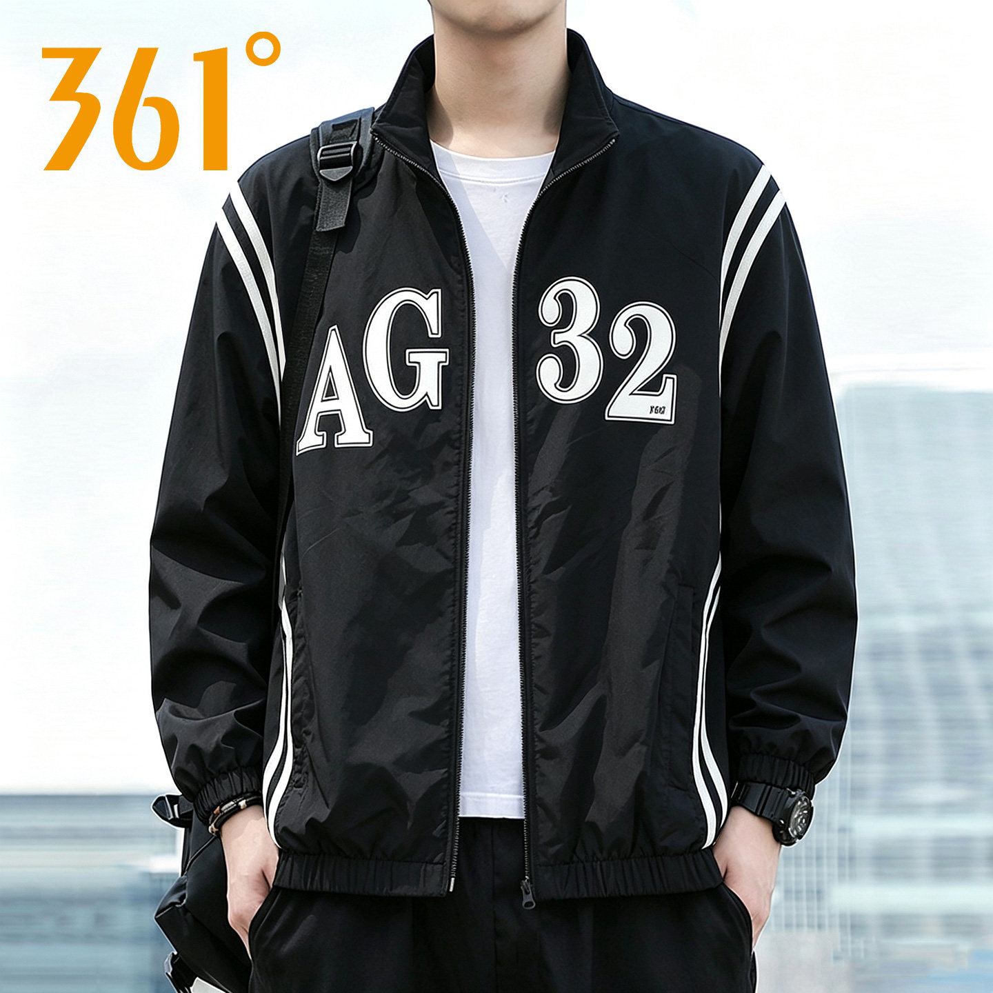 361运动风衣男2026秋季新款百搭潮流立领棒球服字母印花休闲夹克