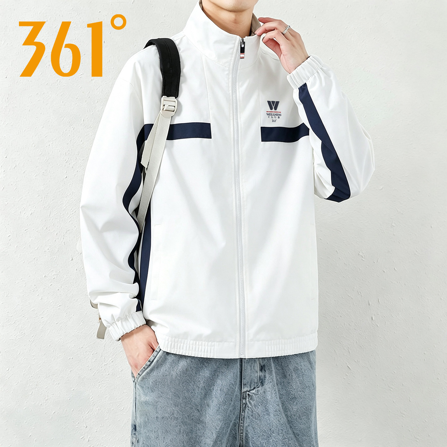 361运动夹克男2026秋季新款撞色拼接休闲外套宽松立领防风棒球服