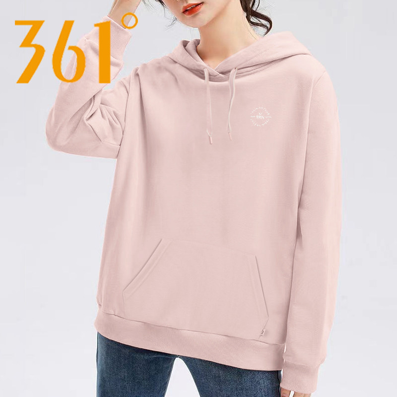 361运动卫衣女2025秋季新款透气针织运动休闲连帽字母套头衫上衣