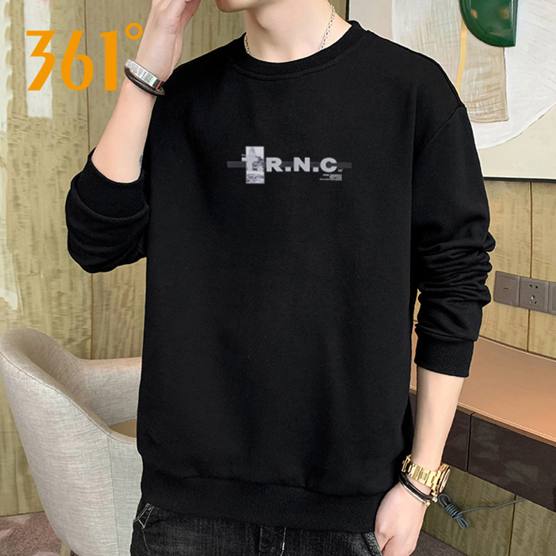 361卫衣男士2025秋季新款纯色图案T恤男长袖男百搭圆领无帽上衣