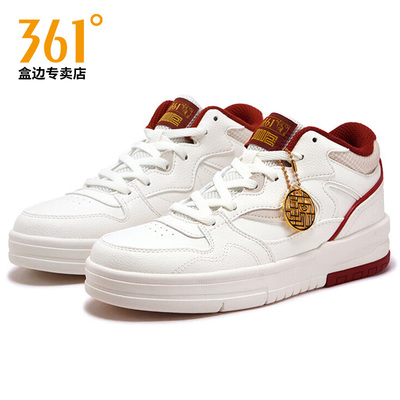 361高帮女鞋板鞋女款秋季新款官方旗舰皮面防水增高休闲运动鞋子