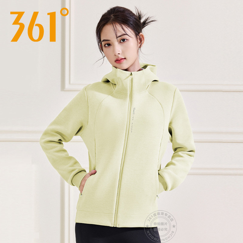 361运动卫衣女2026秋季新款针织开衫连帽外套纯色百搭棉质休闲服