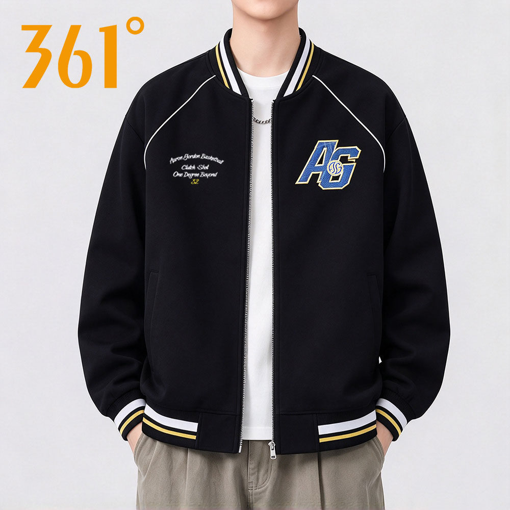 361外套男秋季2026新款梭织长袖立领夹克男士卫衣开衫运动服上衣