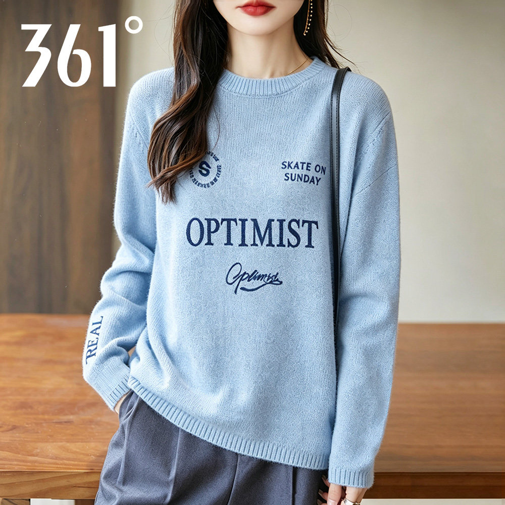 361休闲毛衣女2026秋季新款圆领套头纯棉毛衫针织宽松运动毛卫衣