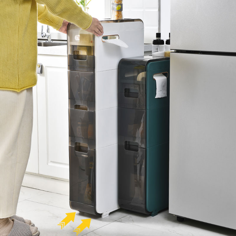17cm日式夹缝收纳柜抽屉式厨房冰箱边柜超窄浴室缝隙置物架储物柜