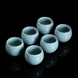 汝窑陶瓷品茗杯套装 家用 日式 主人杯个功夫茶杯茶具单杯小号6只装