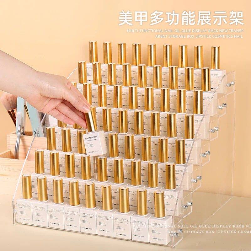 美甲多层甲油胶展示架亚克力透明收纳盒指甲油收纳柜工具桌面架子