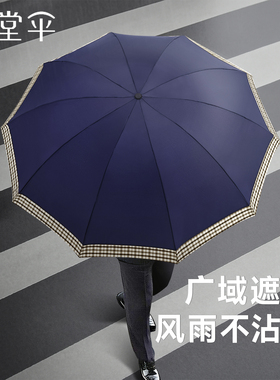 天堂伞2025新款男生高级感格子大号折叠伞双人手动抗风暴大号雨伞