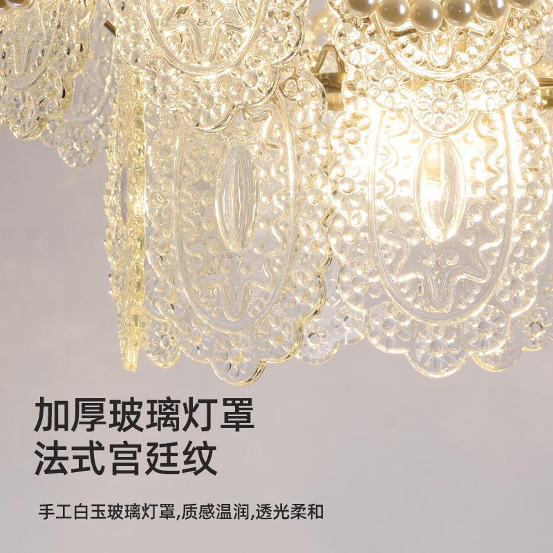 宫廷式奢客厅吊灯 网法红珍珠装后现代饰玻璃美式复轻古乡村灯具