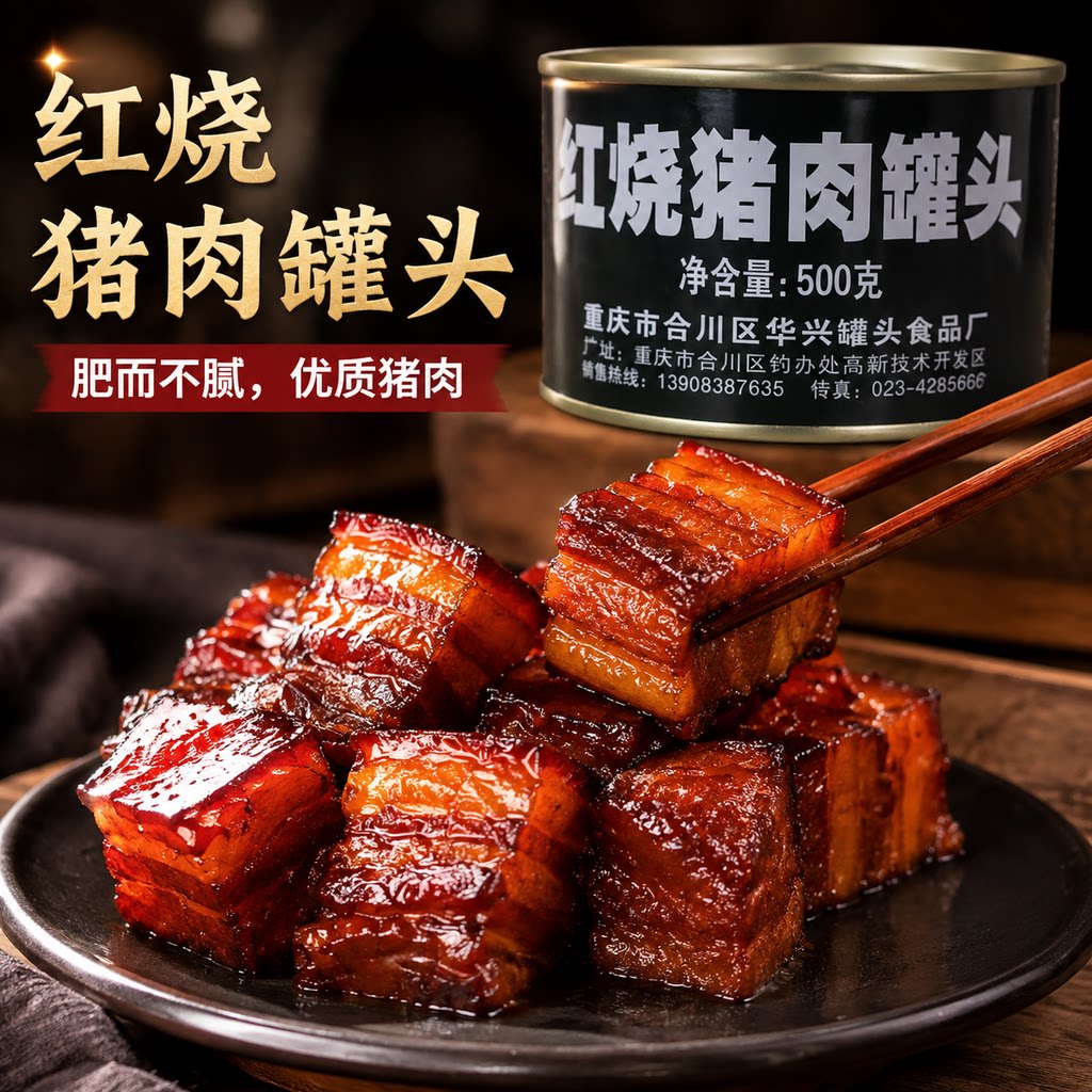红烧猪肉罐头500g加热方便速食品