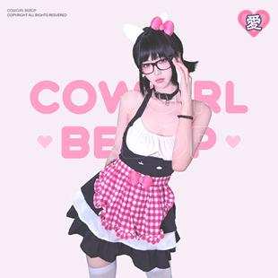 COWGIRL BEBOP[小红莓]cosplay束身格子女仆可爱超短性感制服战袍