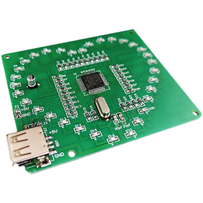 单片机贴片心形流水灯diy套件 LED闪烁 STC89C52 电子制作焊接DIY