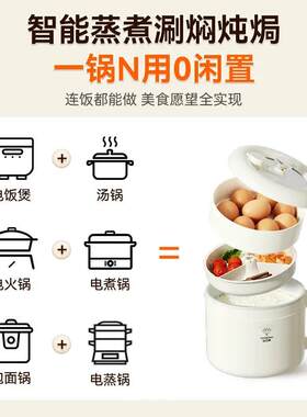 钻石微压锅多功能电饭煲家用智能迷你蒸煮锅低糖一人食带蒸笼炖煮
