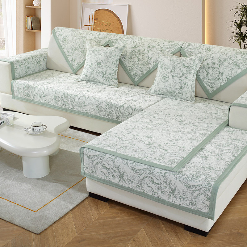 雪尼尔沙发垫子四季通用防滑坐垫盖布靠背巾全包沙发套罩新款2024
