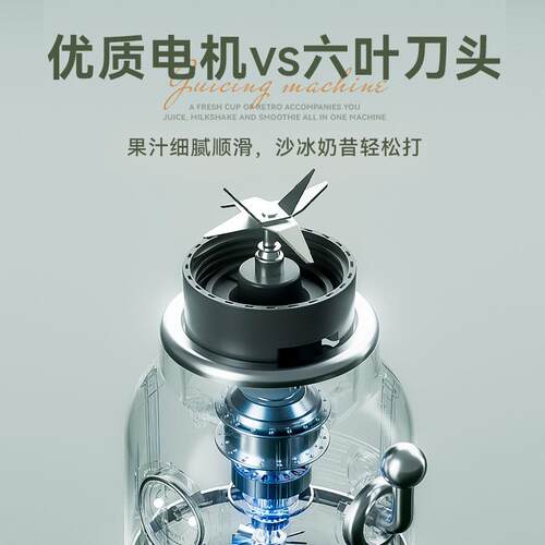 ECX榨汁机小型料理机炸汁家用辅食奶昔杯水果电动榨汁杯炸果汁机