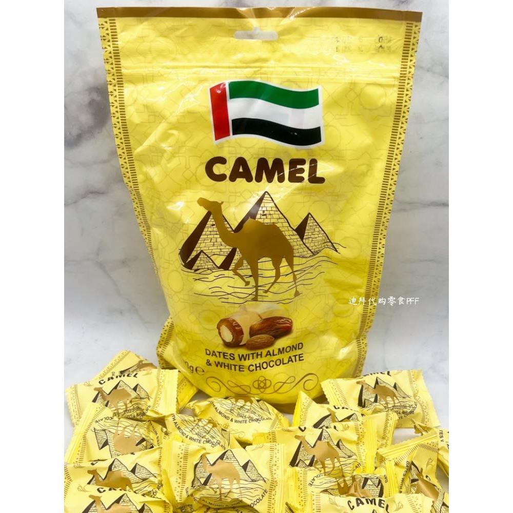 现货迪拜特产骆驼牌CAMEL白巧克力骆驼奶椰枣夹心杏仁500G礼品装