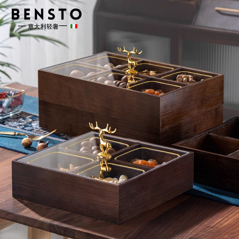 意大利轻奢高档新中式分格干果盒家用客厅茶几零食糖果水果摆放盘