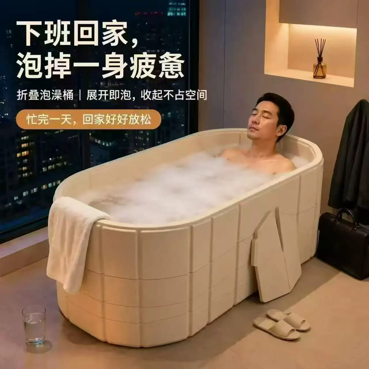 意大利可折叠浴缸成人家用泡澡桶