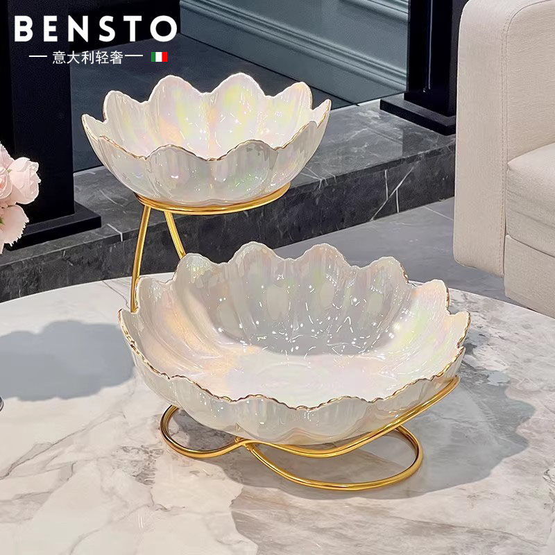 意大利家用客厅轻奢多层水果下午茶点心架糖果盘子前台零食甜品盘