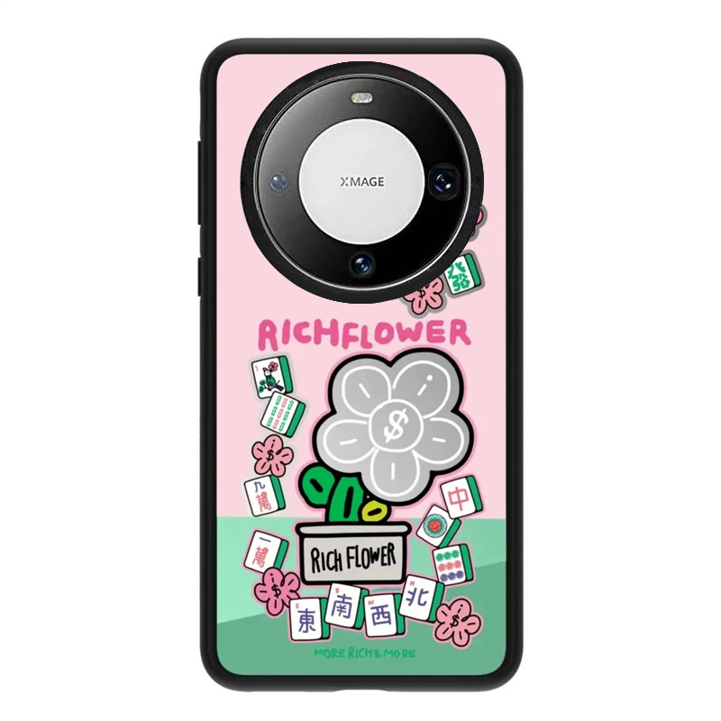 韩国代购麻将發有钱花适用华为mate60pro手机壳mate60pro＋保护套高级感小众女全包防摔透明镜面