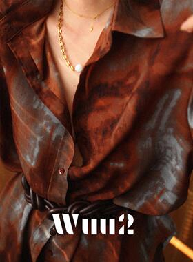 Wuu2 流光沉烟 法式轻奢高阶腔调设计感女人味衬衫复古宽松显瘦女