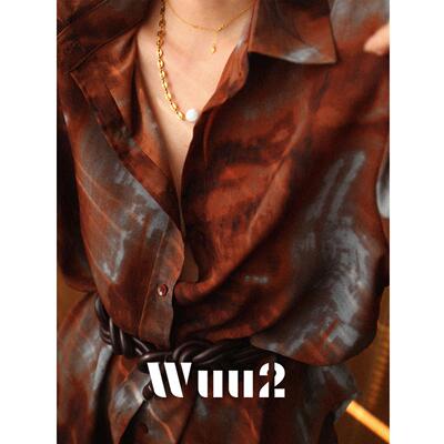 法式复古印花衬衫腔调宽松晕染