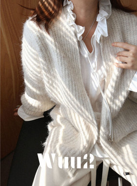 Wuu2 玛柔拉 莱赛尔真丝复古抽皱木耳边系带叠穿衬衫绝美白色上衣