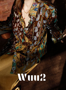 Wuu2 奎宁金汤力 绝美新中式丝绒花衬衫女独特小众复古高级感上衣