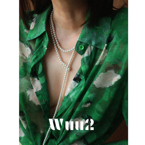 Wuu2森野白茶立体烧花绿色衬衫