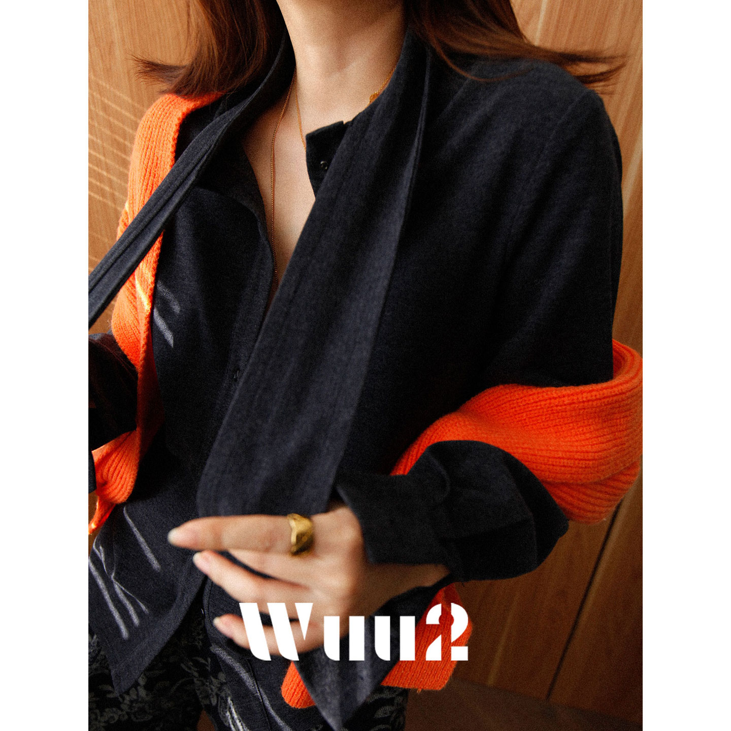 Wuu2海多休卡围巾领加厚衬衫