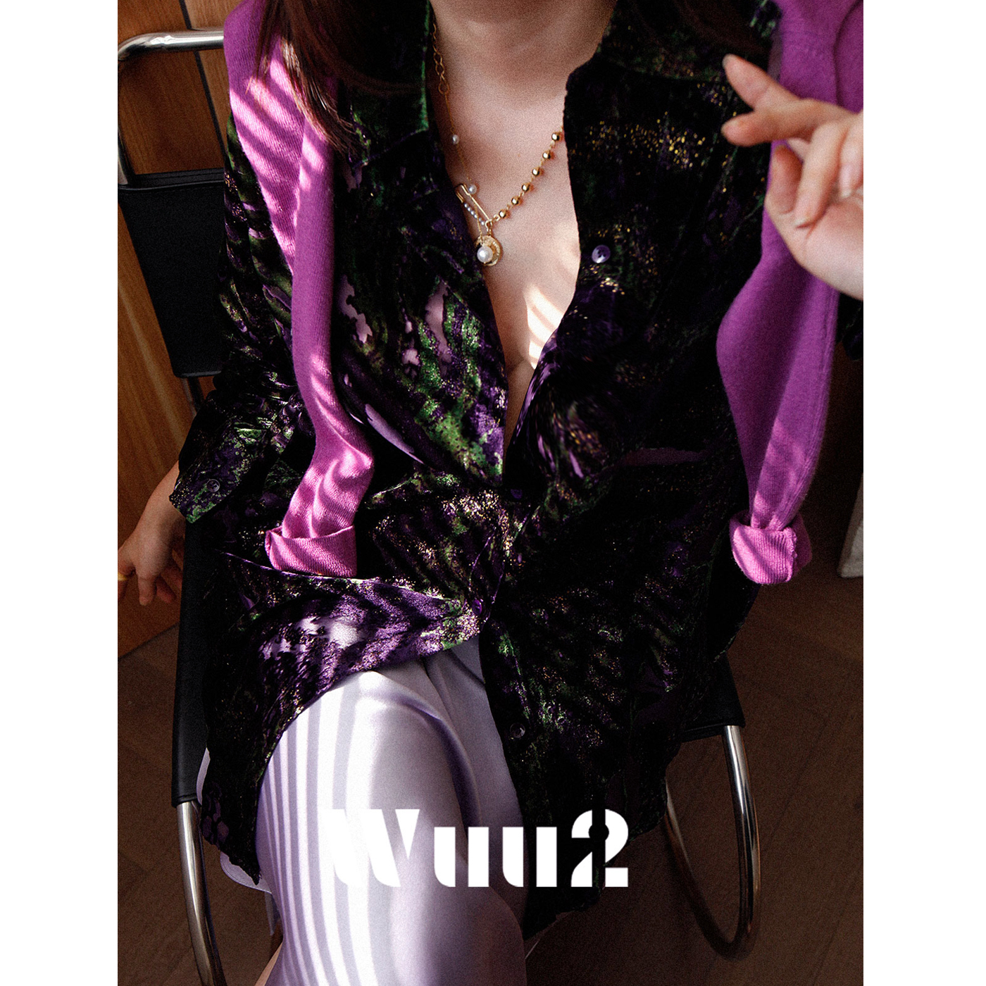 Wuu2复古洒金丝绒衬衫