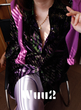 Wuu2 塞梅鲁 复古洒金丝绒衬衫独特设计感小众长袖绝美不撞款上衣