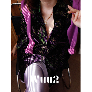 绝美不撞款 Wuu2 独特设计感小众长袖 复古洒金丝绒衬衫 上衣 塞梅鲁